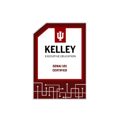 GenAI 101 Certified digital badge — Kelley Executive Education, 2026